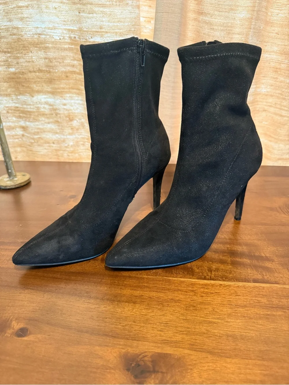 bp Black Pointed Stiletto Sock Boot